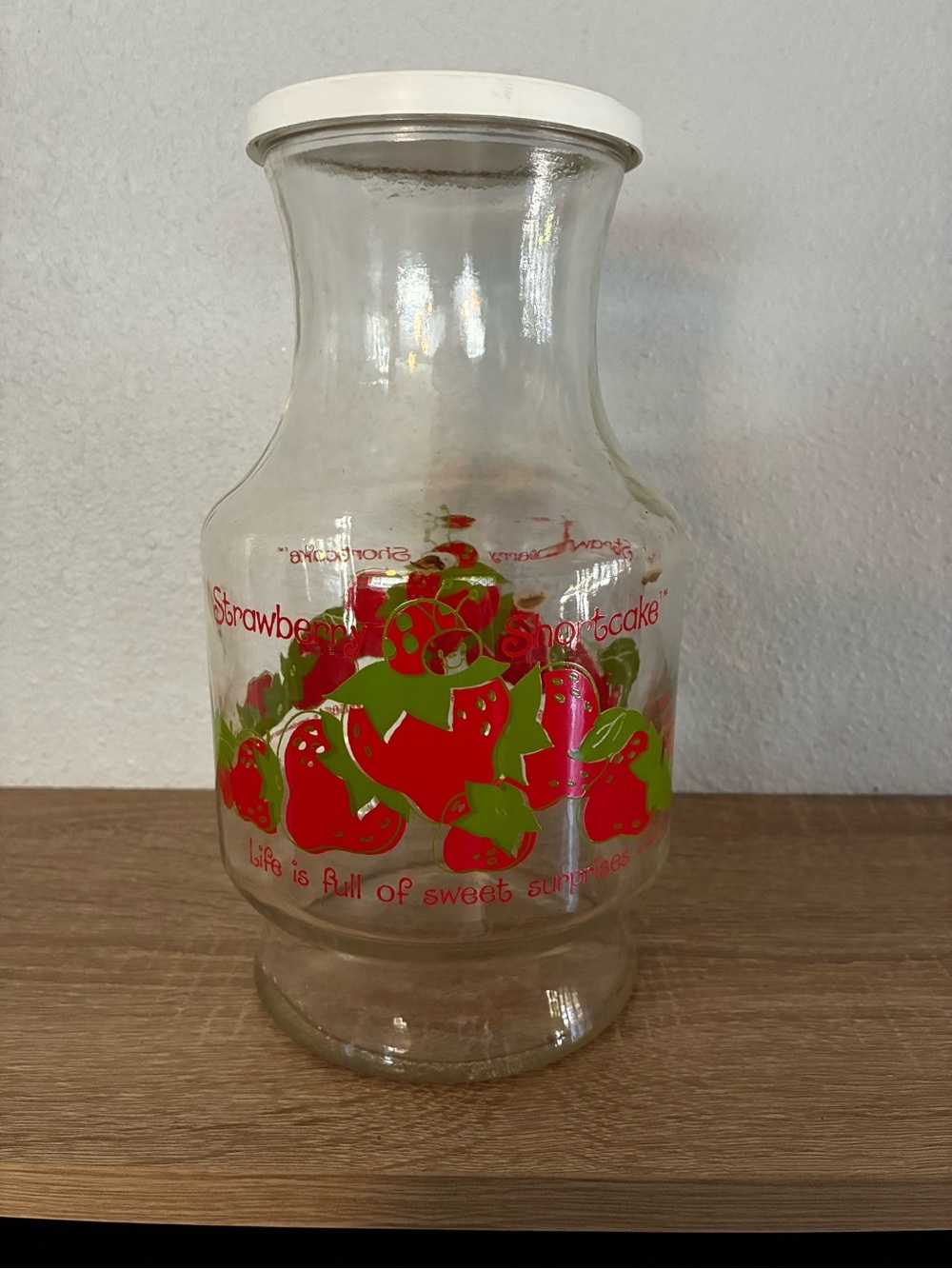Vintage Strawberry Shortcake Lucky Bug Glass Carafe 9” Anchor Hocking